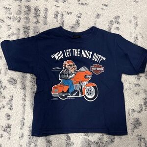 Toddler Harley-Davidson Navy Kids Tee with Orange Motorcycle Graphic 4T